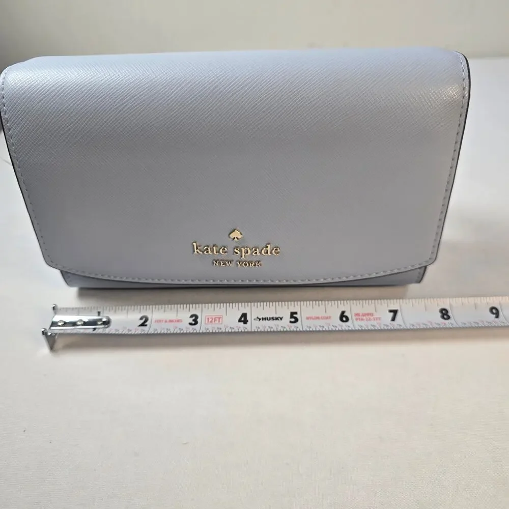 NWOT Kate Spade Staci Small Flap Crossbody in Pale Hydrangea. Retails $249